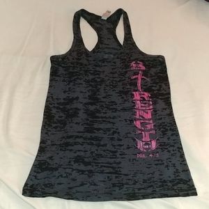 Black & pink breast cancer burnout tank, Sz S